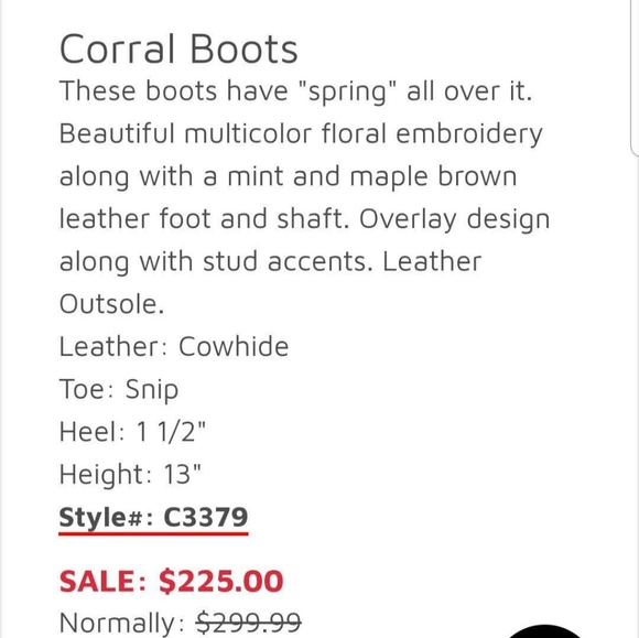 NIB Corral cowboy boots 6.5M - Picture 7 of 7
